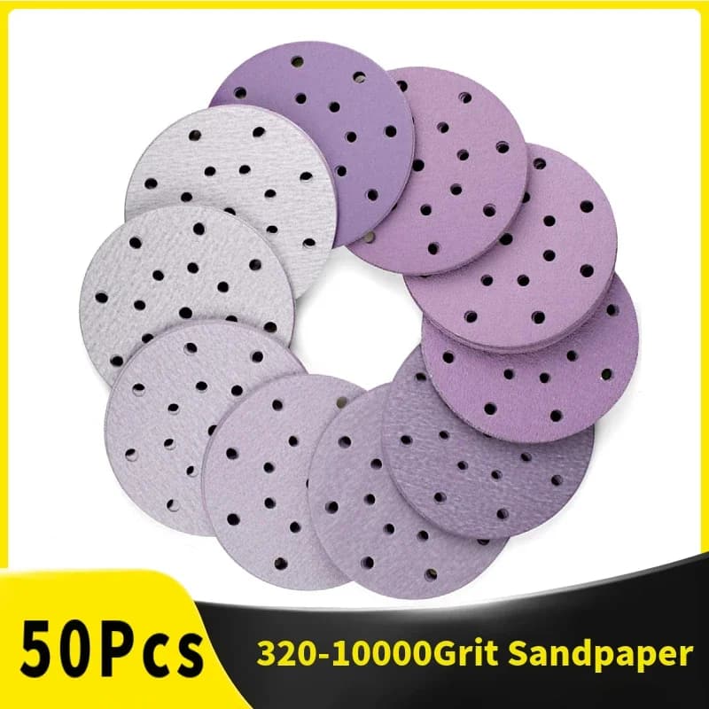 50 pièces 6 pouces disques de ponçage humide/sec crochet et boucle 320-10000 grain assortiment papie