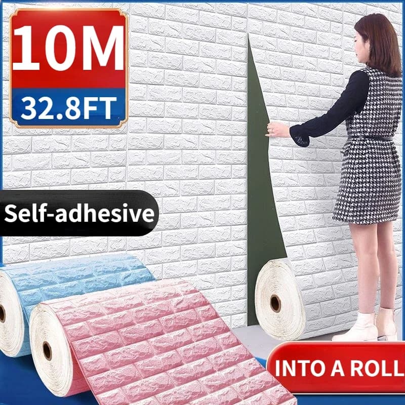 Autocollants de panneaux muraux en brique auto-adhésifs imperméables, papier peint de salon, décor à