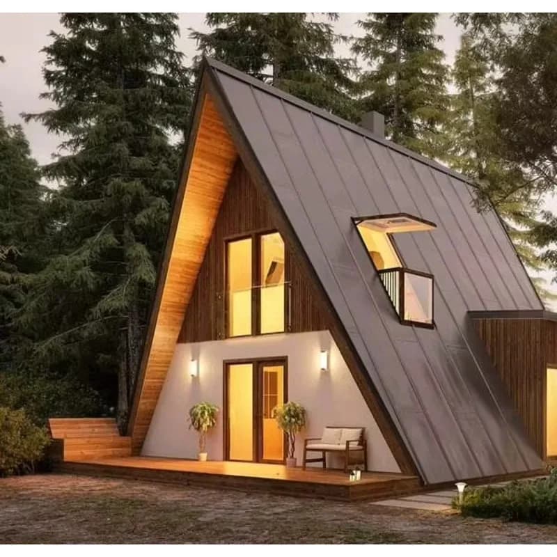 Maison conteneur modulaire préfabriquée de luxe en forme de triangle, petite cabane, maisonnette, ma