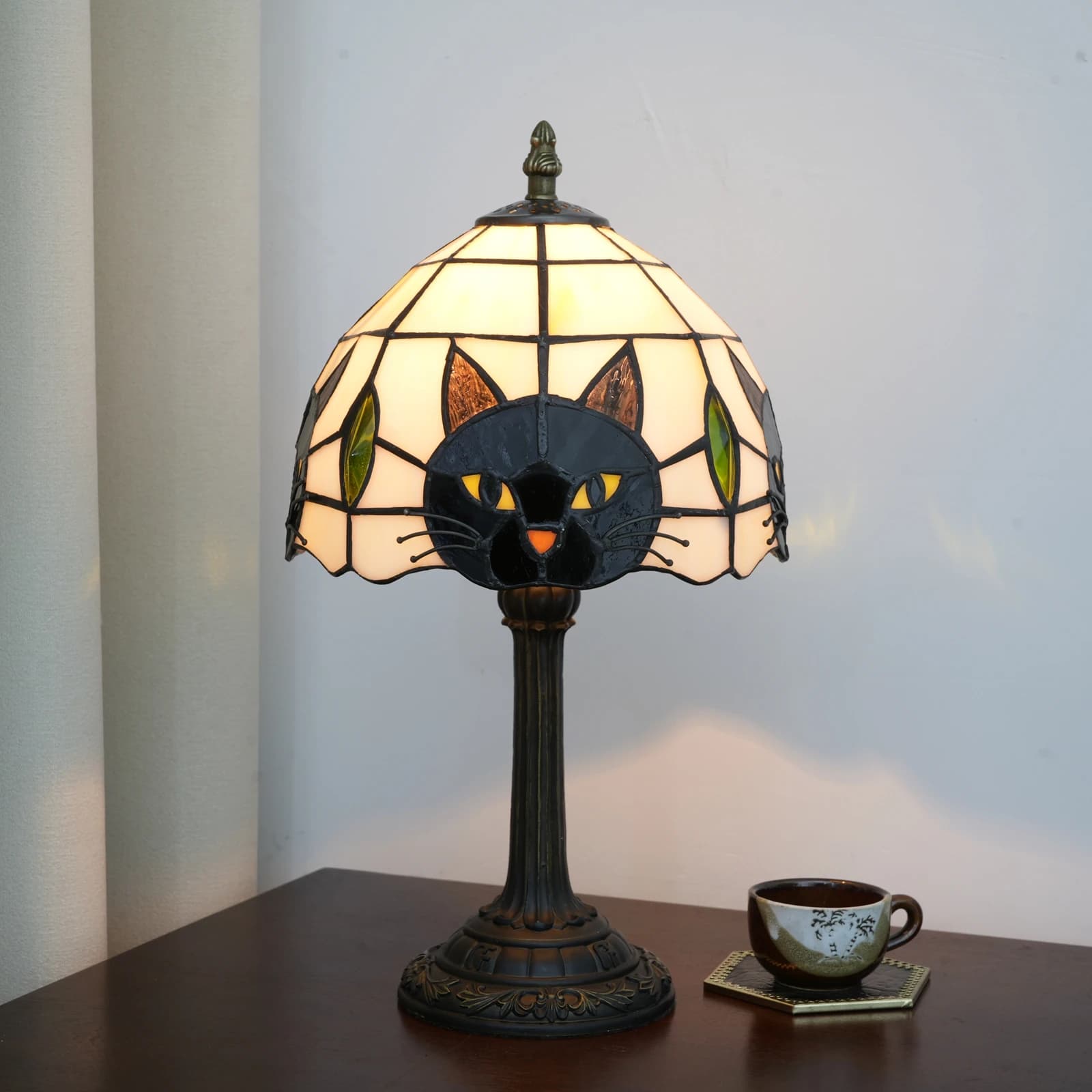 Lampe de table chat noir pour décoration de table de chevet de chambre à coucher, lampe de chevet d'