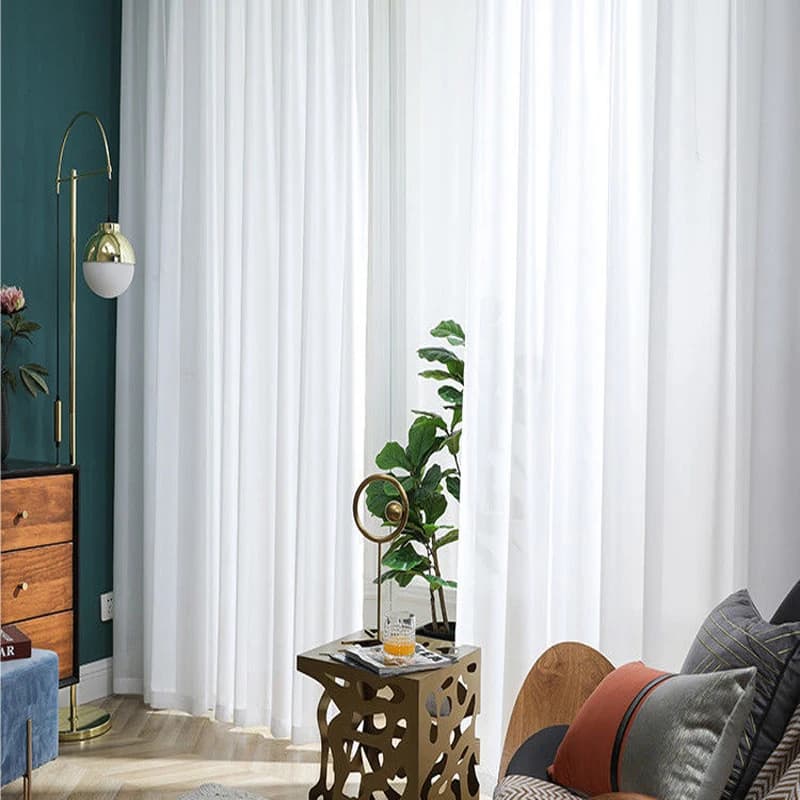 Asazal solide blanc Tulle luxueux en mousseline de soie pure fenêtre rideaux pour salon moderne Voil