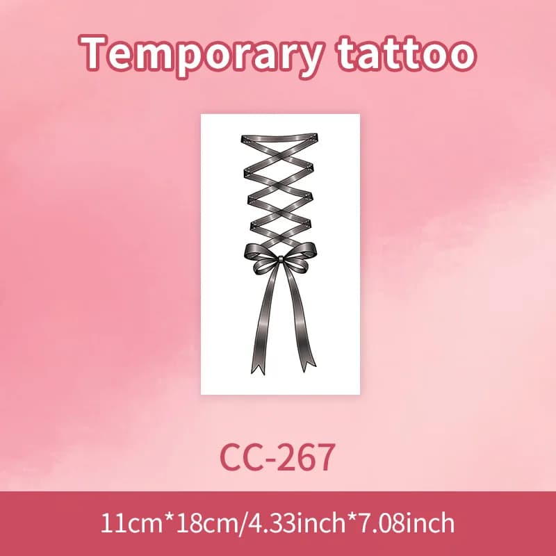 Autocollant de tatouage temporaire en forme de ruban, durable et imperméable, faux tatouages réalist