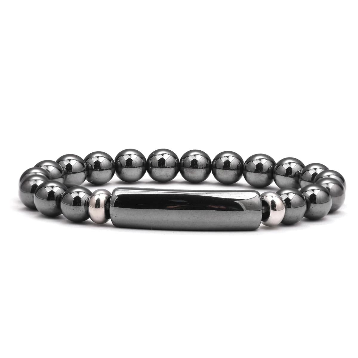 Bracelet en hématite naturelle pour hommes – Perles en forme de baril pour la paix, la protection et