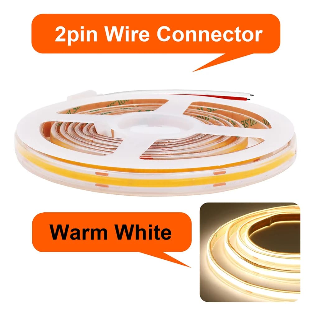 Bande lumineuse LED COB 12V 24V 3000K 4000K 6000K IP67 Étanche Flexible Ruban LED 480 LED/m 5m 10m 2