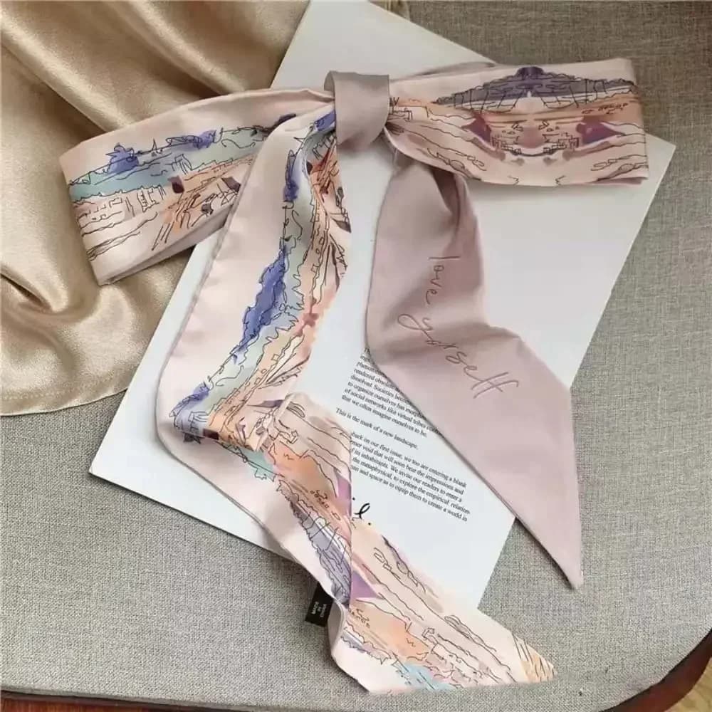 Ruban de sauna pour cheveux, écharpe de style chinois, papillon, peinture à l'huile florale, mode