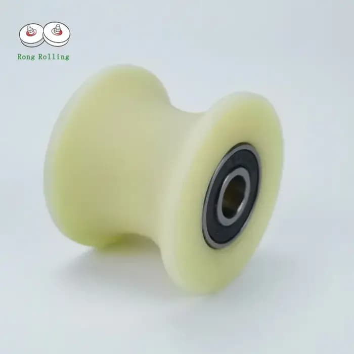Rouleau en nylon à rainures coulissantes, diamètre 60 mm, épaisseur 48 mm, diamètre de la rainure en U 50 mm, roue en nylon pour portail avec double roulements 6201RS