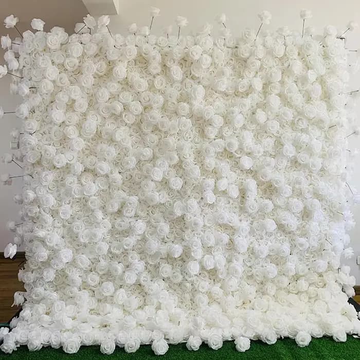Uflower 3D blanc Rose tissu rideau fleur mur enroulable mariage toile de fond accessoires flore mur fête événement