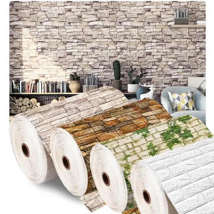 Autocollants de panneaux muraux en brique auto-adhésifs imperméables, papier peint de salon, décor à