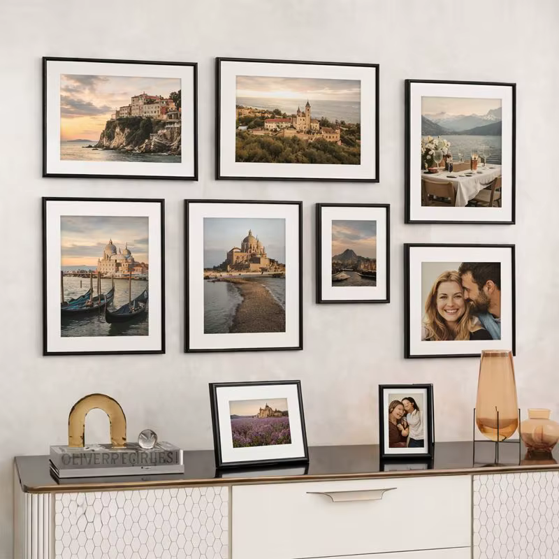 Cadres photo 30x40 21x30 A4 15x20 13x18 Cadre photo moderne en métal noir or Plexiglas Art mural Aff
