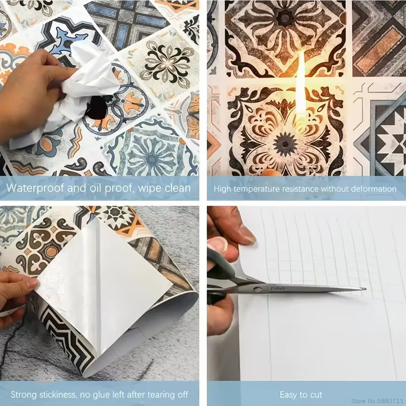 Autocollants muraux pour meubles De cuisine, 40cm, résistants à l'huile, Papel De Parede auto-adhési