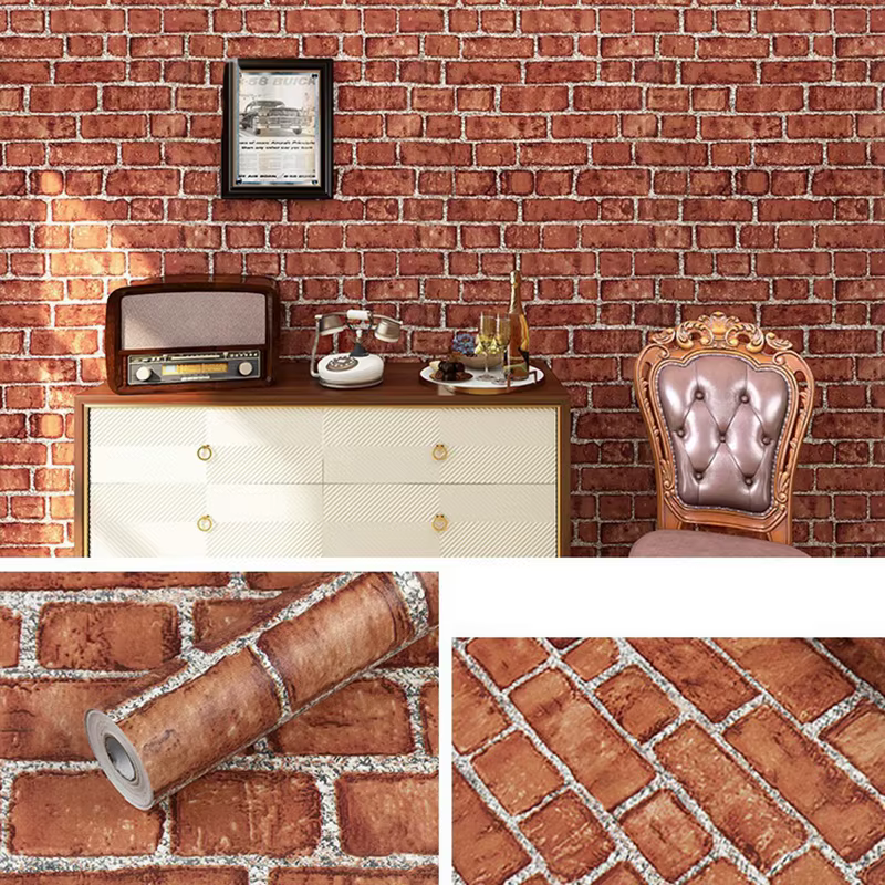 Papier peint imperméable en PVC de 45 cm, décoration moderne pour la maison, motif de brique rétro, 