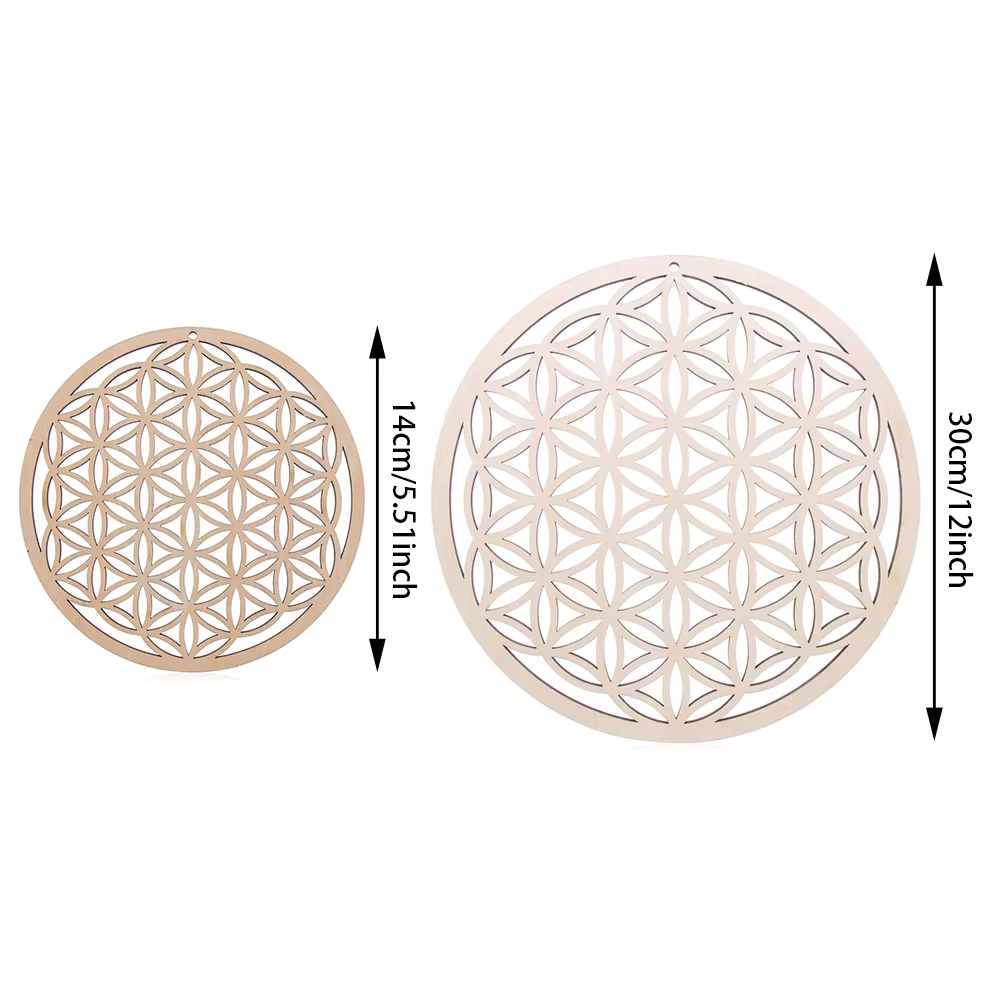 Panneau Mural en Bois en Forme de Fleur de Vie de 14cm, Art Mural Découpé au Laser, Décor de Maison,