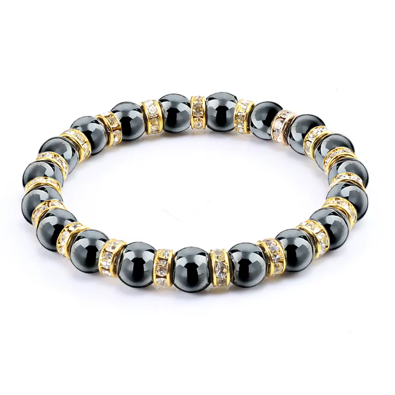 Bracelets en perles d'hématite naturelle pour hommes, non magnétiques, protection santé, bijoux pour