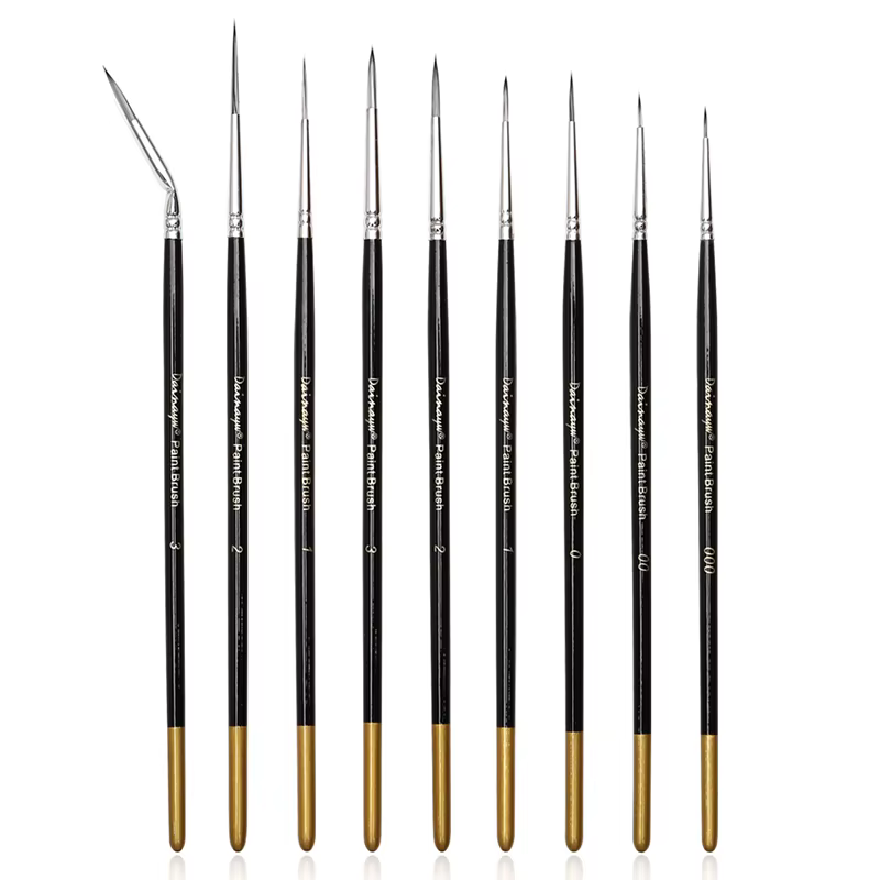 Dainayw Ensemble de pinceaux à peinture à détails fins – 9 pinceaux miniatures pour aquarelle, peint