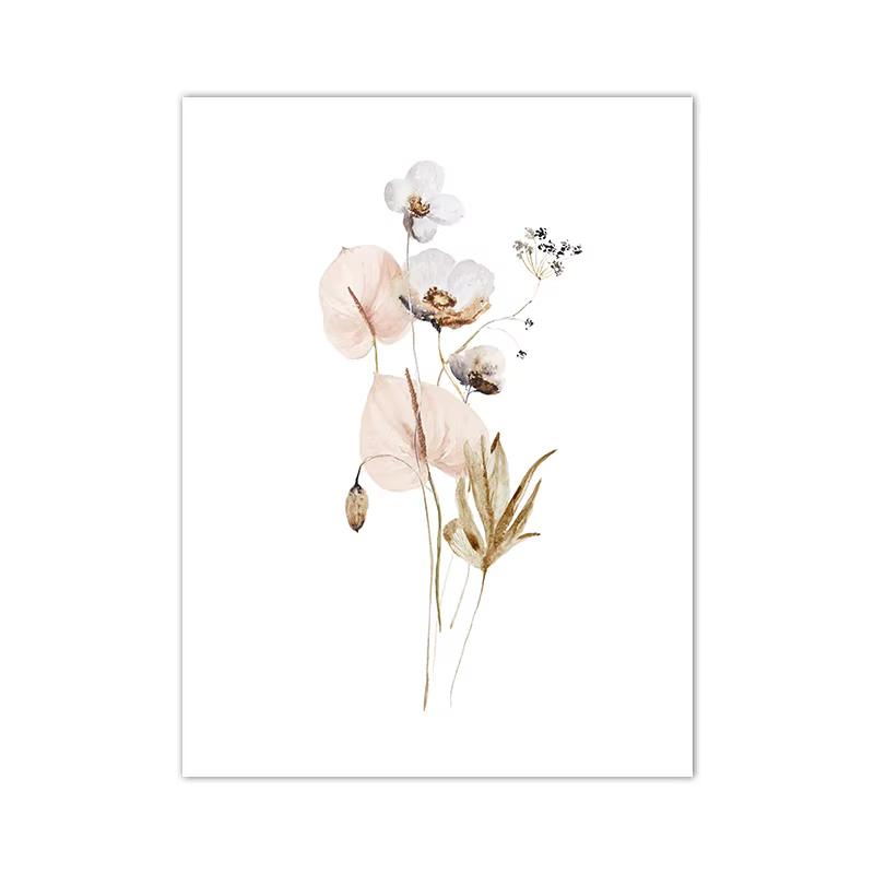 Bouquet Floral aquarelle Art peinture japonais Ikebana fleurs mur photos minimaliste affiche toile i