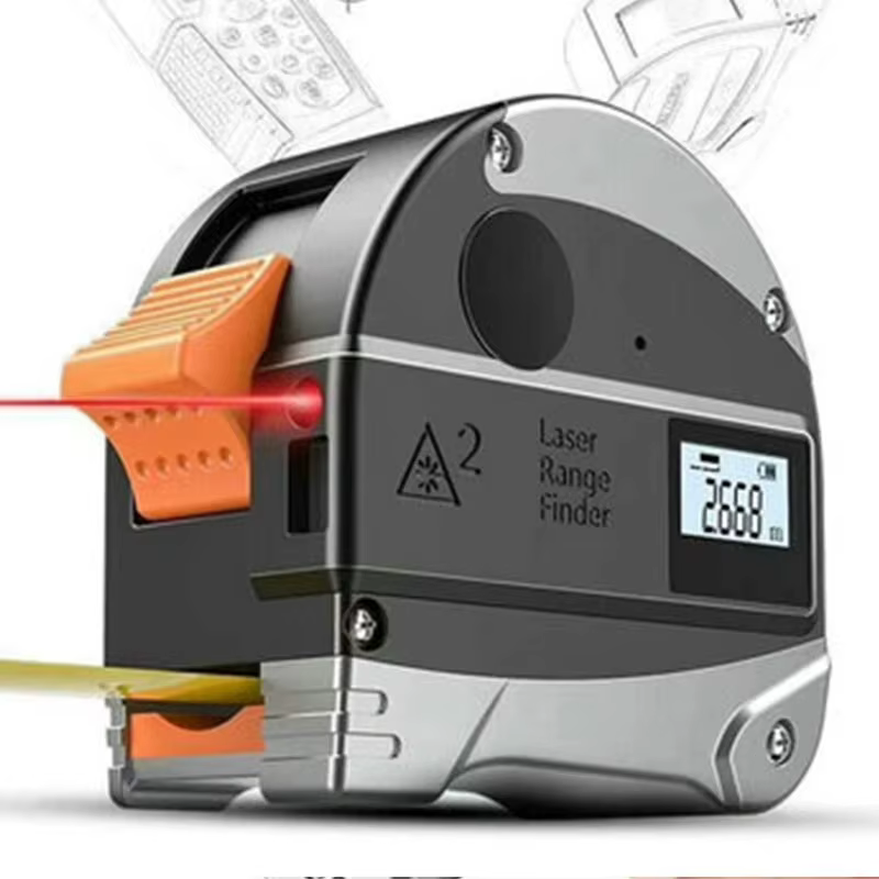 Ruban à mesurer électronique numérique rétractable, outil de mesure multi-angle, laser avec batterie