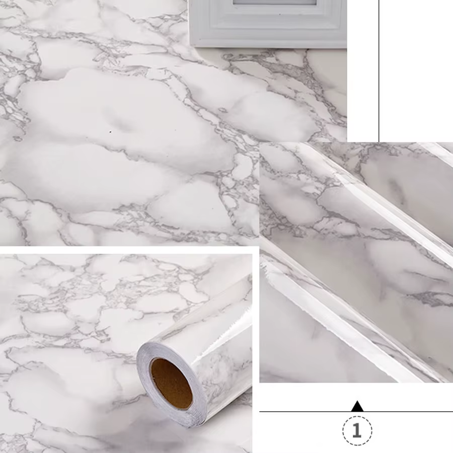 Papier peint auto-adhésif étanche pour poêle à film huileux de cuisine, autocollant en marbre, carre