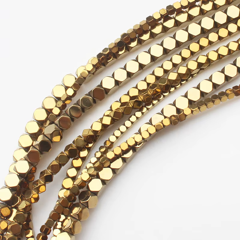 Hématite naturelle très brillante! Perles carrées en hématite à facettes de 15 pouces, pour la fabri