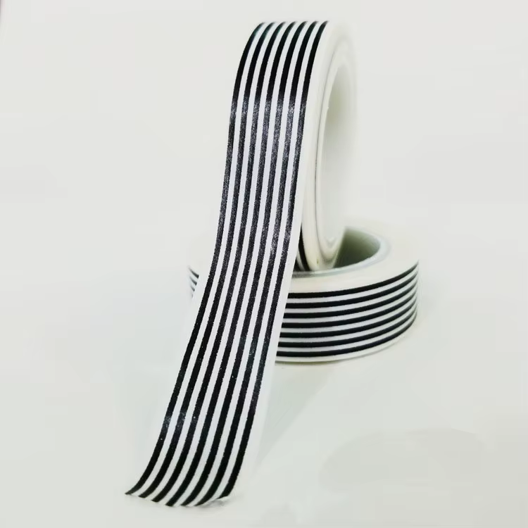 1 rouleau de ruban adhésif japonais Washi noir et blanc, ruban décoratif pour bricolage, scrapbookin