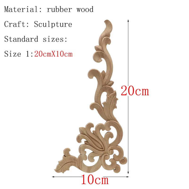 Bois sculpté coin Onlay Applique cadre porte décorer portes murales meubles décoratifs modernes 20X1