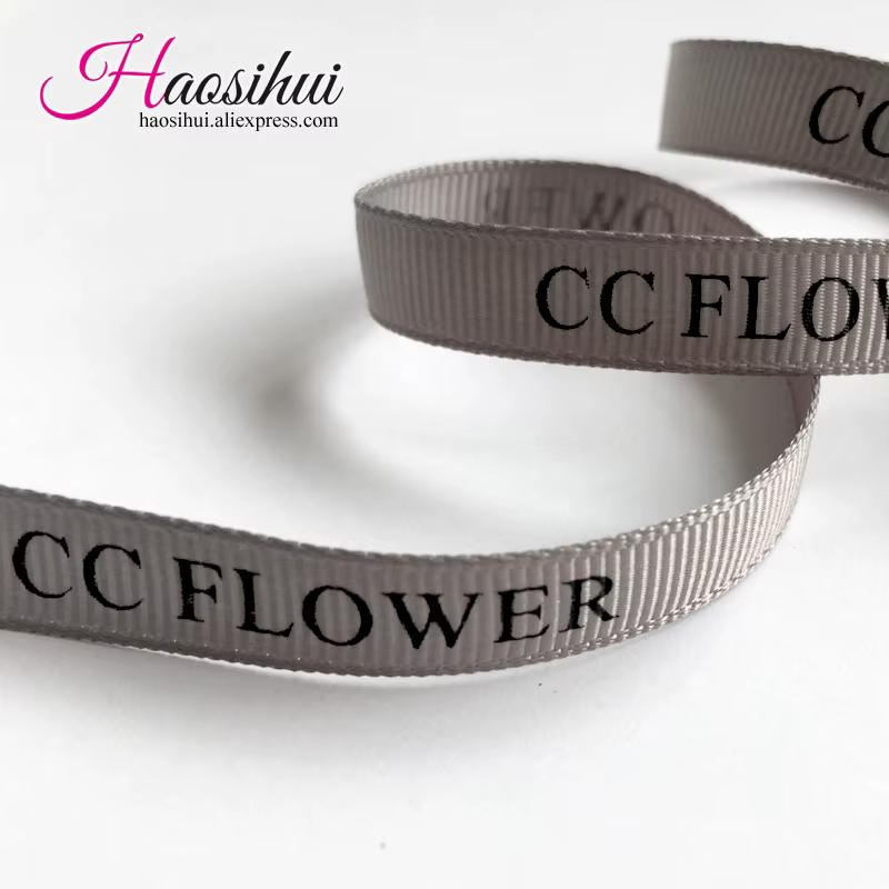 Ruban gros-grain 1/4 ''(6mm), conception gratuite, Logo personnalisé, décoration imprimée, mariage p