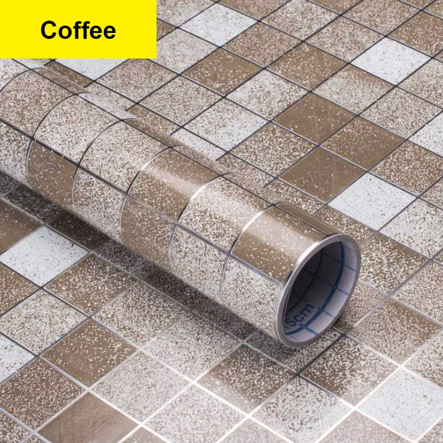 Autocollant mural imperméable pour salle de bain, carrelage auto-adhésif, papier peint ignifuge et r