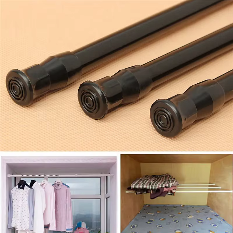 Noir nouveauté extensible réglable ressort Tension tige Rail pôle fenêtre rideau rideau de douche ga
