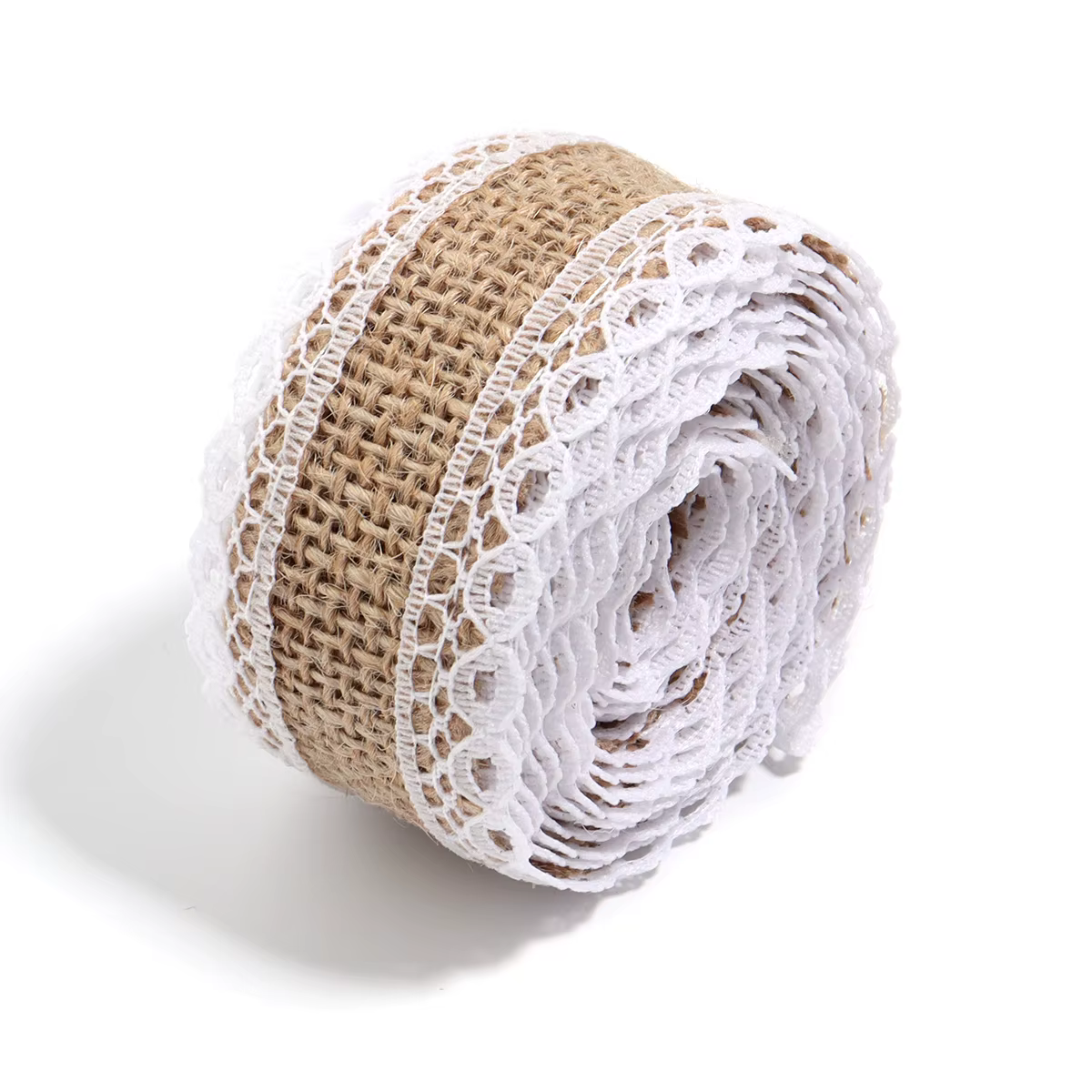 Ruban en Toile de Jute Naturelle, 2m par Rouleau, Dentelle Vintage, pour Bricolage, Artisanat, Embal