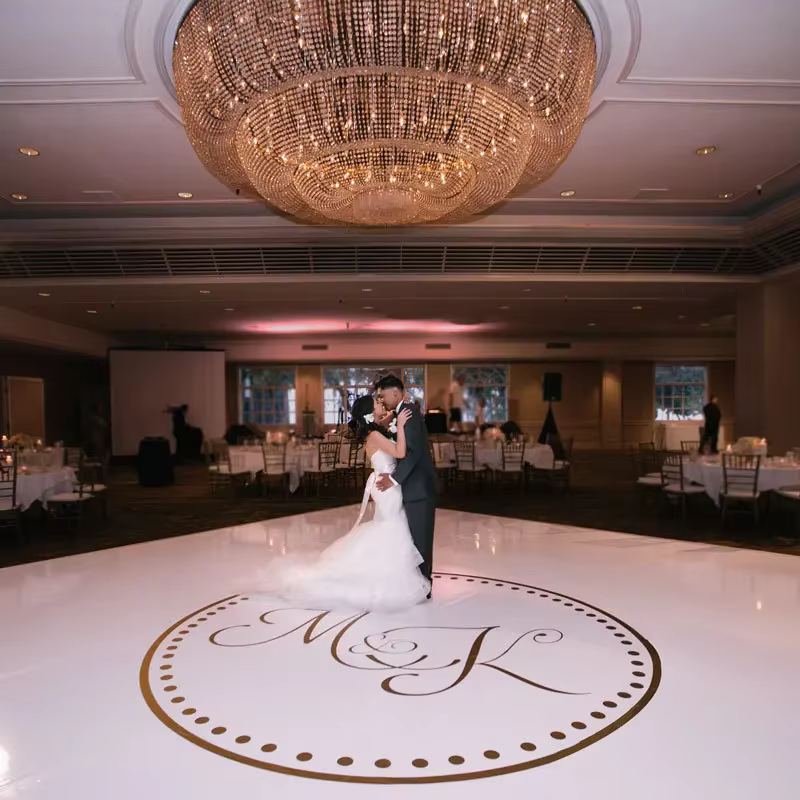 Autocollant en vinyle monogramme circulaire pour piste de danse de mariage, amovible pour décoration