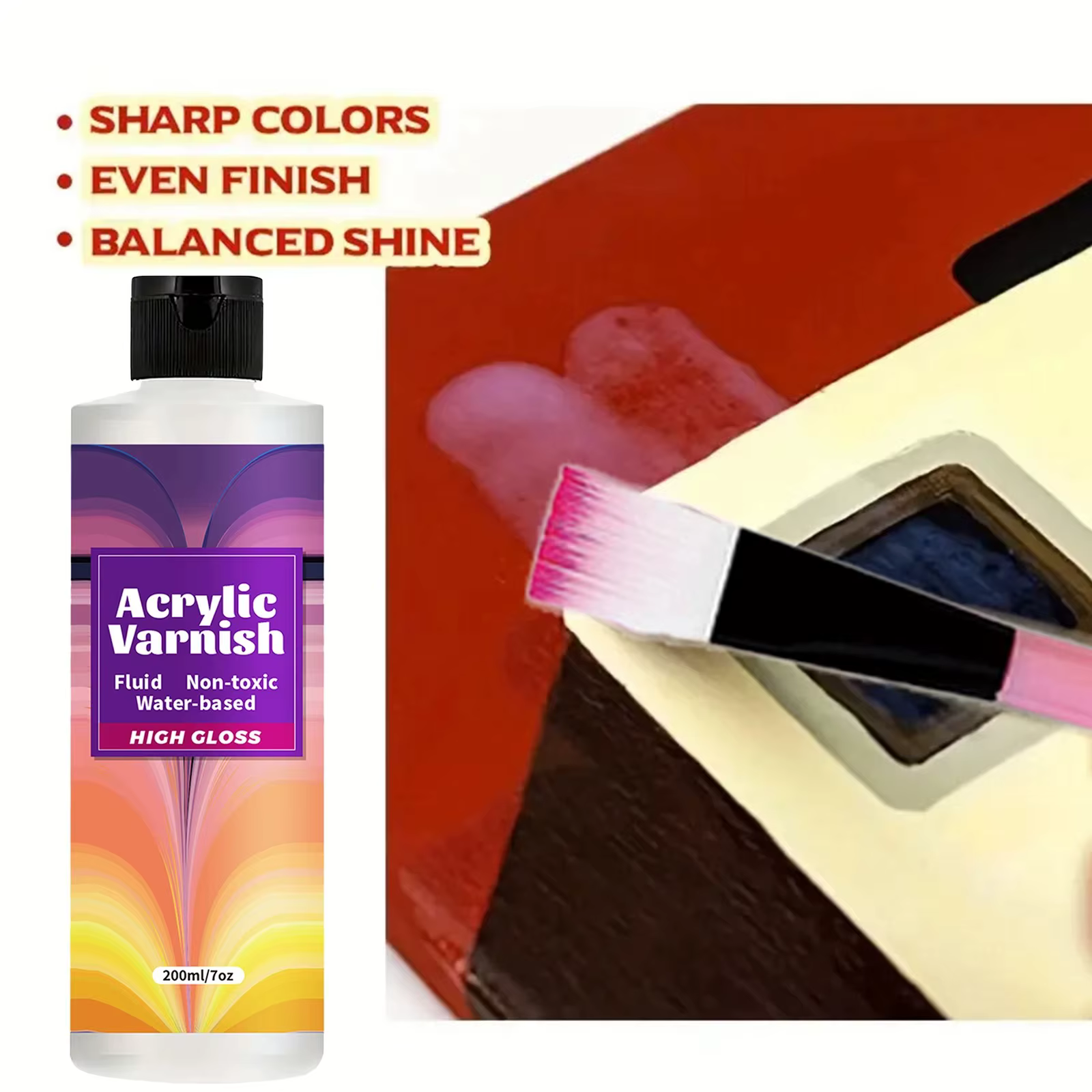 Vernis acrylique finition haute brillance 200ML, mastic imperméable Non jaunissant, couche transpare