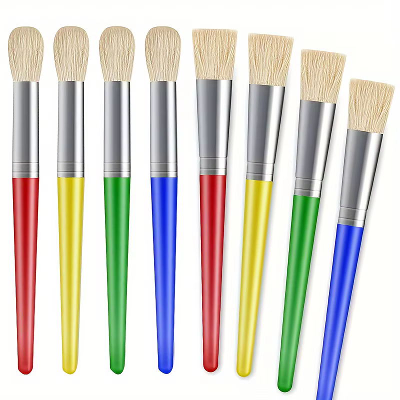 Pinceaux à peinture pour enfants, 8 grands pinceaux lavables et potelés pour tout-petits, faciles à