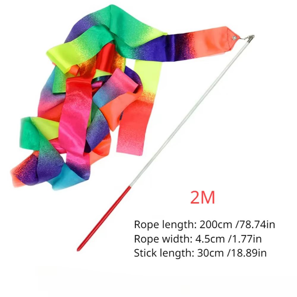 Bâton d'équipement de gymnastique rythmique 2M/4M, rubans de danse virevolants, couleur arc-en-ciel,