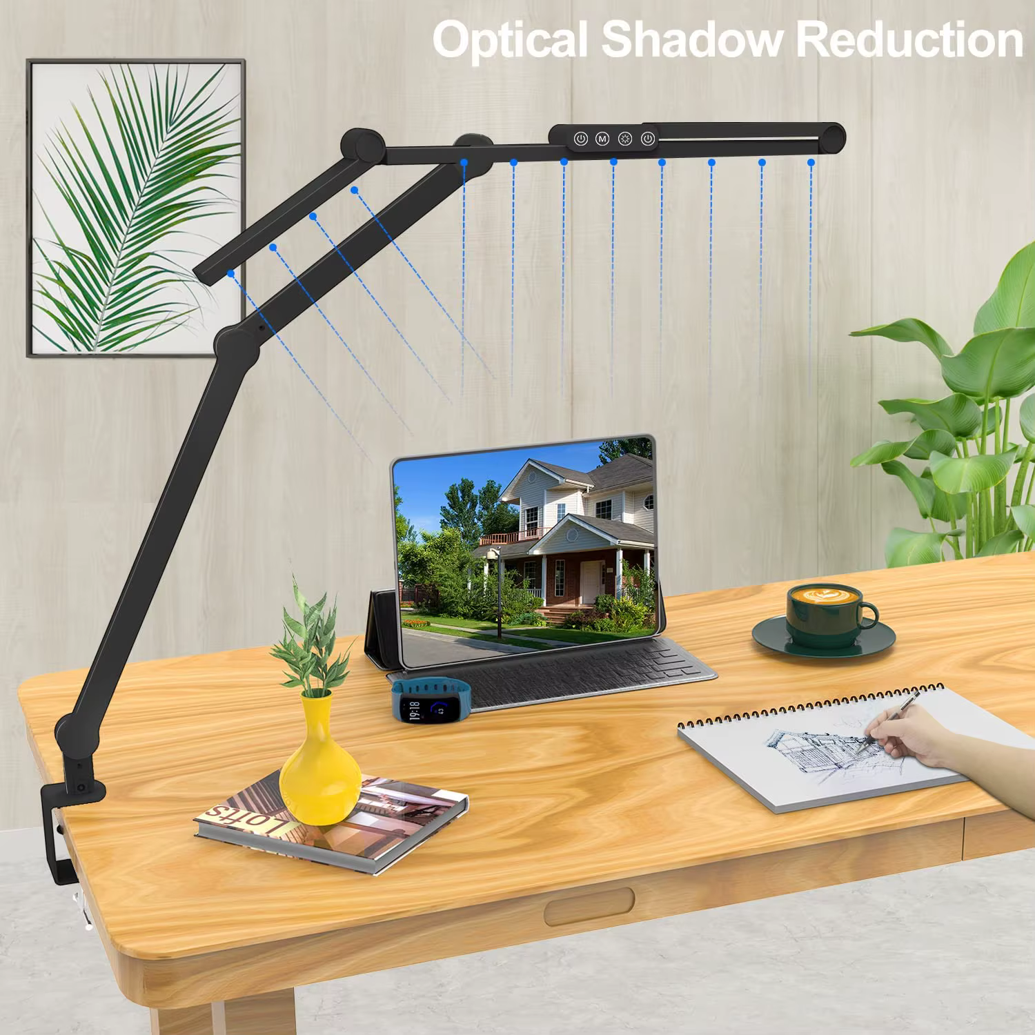 Lampe de bureau LED avec pince, lampe de bureau d'architecte pour le bureau à domicile avec éclairag