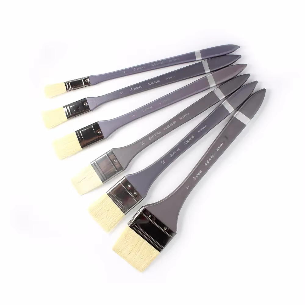 Brosse à cheveux à poils plats pour artiste, ensemble d'outils de peinture à l'huile pour aquarelle 