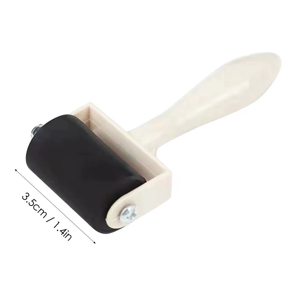 Rouleau en caoutchouc pour l'artisanat, rouleau à peinture avec manche en bois, applicateur d'encre,