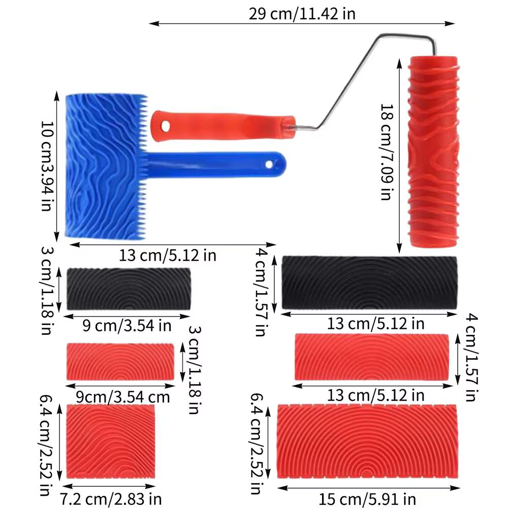 Kit de 8 rouleaux à texture effet bois et outils de rainurage, facile à utiliser, pour améliorer la 
