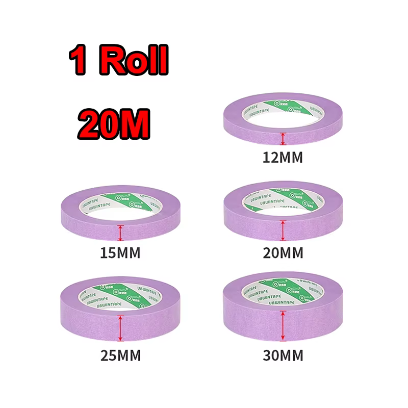 20/50M 1 rouleau de rubans de masquage violet 12mm-30mm papier adhésif déchirable à la main pour voi