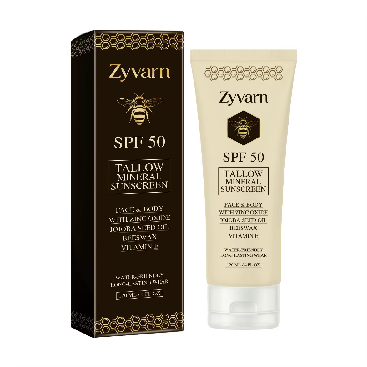 Crème solaire minérale au suif de bœuf biologique SPF 50, formule naturelle, protection solaire comp