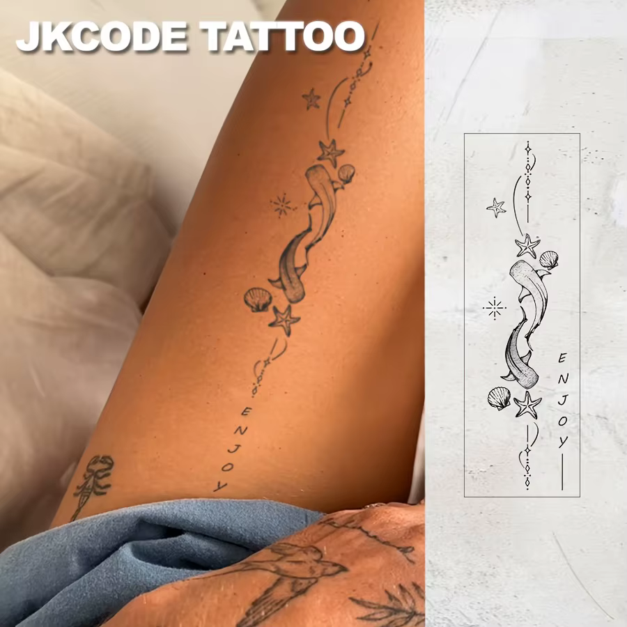 Tatouages semi-permanents imperméables, tatouages minimalistes pour les mains, design simple requin,