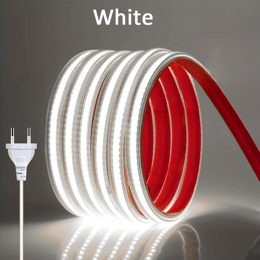 Bande LED 220V autocollante COB, ruban LED flexible sans besoin de driver pour chambre et cuisine