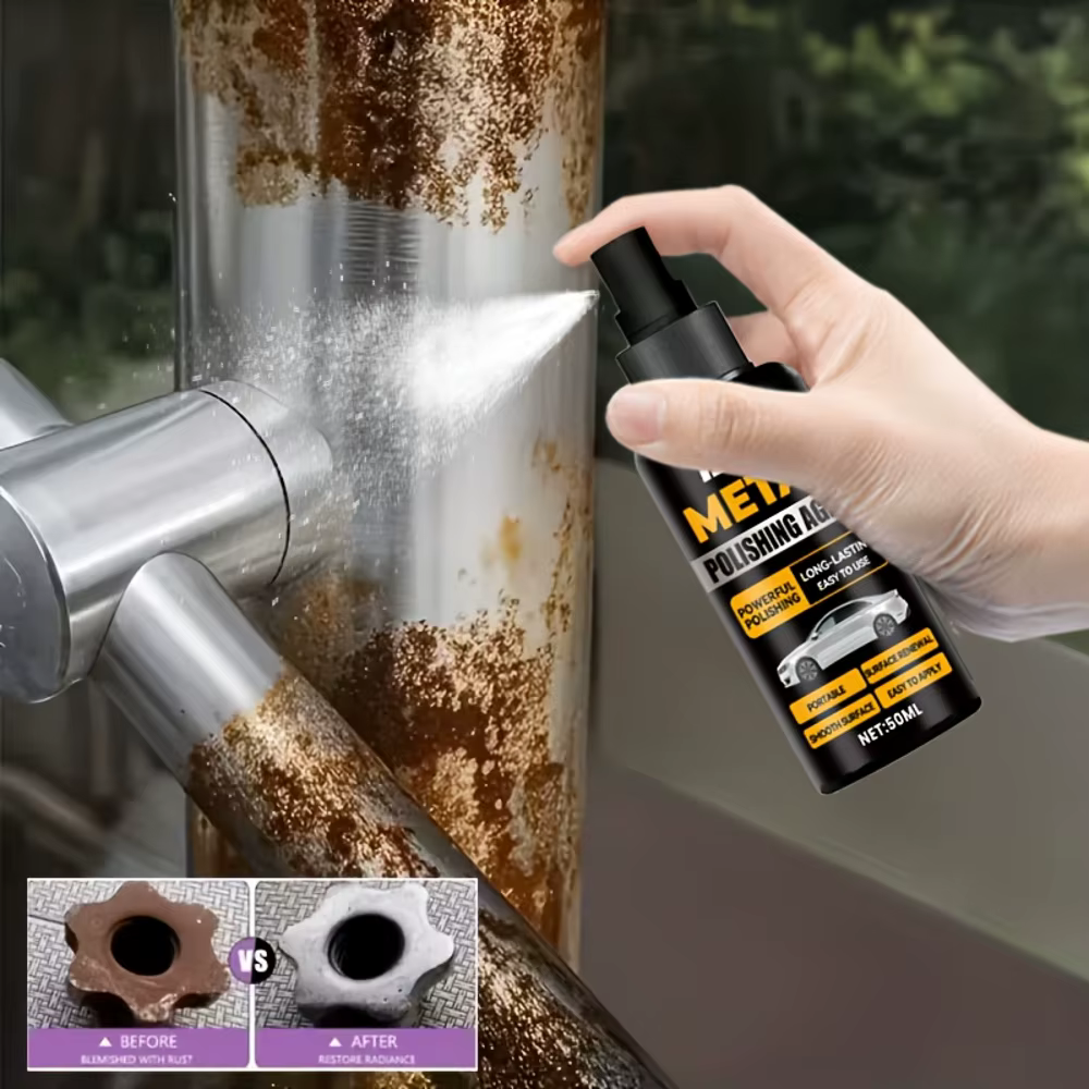 Spray de rénovation antirouille pour accessoires métalliques, polissage pour restaurer sa brillance,