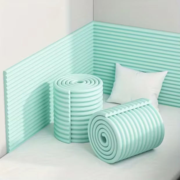 Rouleau d'autocollants muraux texturés 3D à bords souples, facile à nettoyer, décoration de maison p