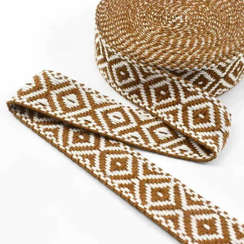 1 rouleau = 40 m, ruban jacquard ethnique de 25 mm, bande de 1,5 mm d'épaisseur, sangles de sac, bia
