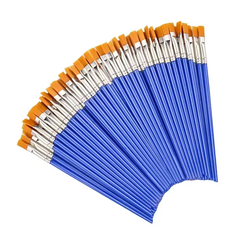 Ensemble de pinceaux de peinture ronds et plats, 50 pièces, pinceaux de peinture en Nylon pour aquar