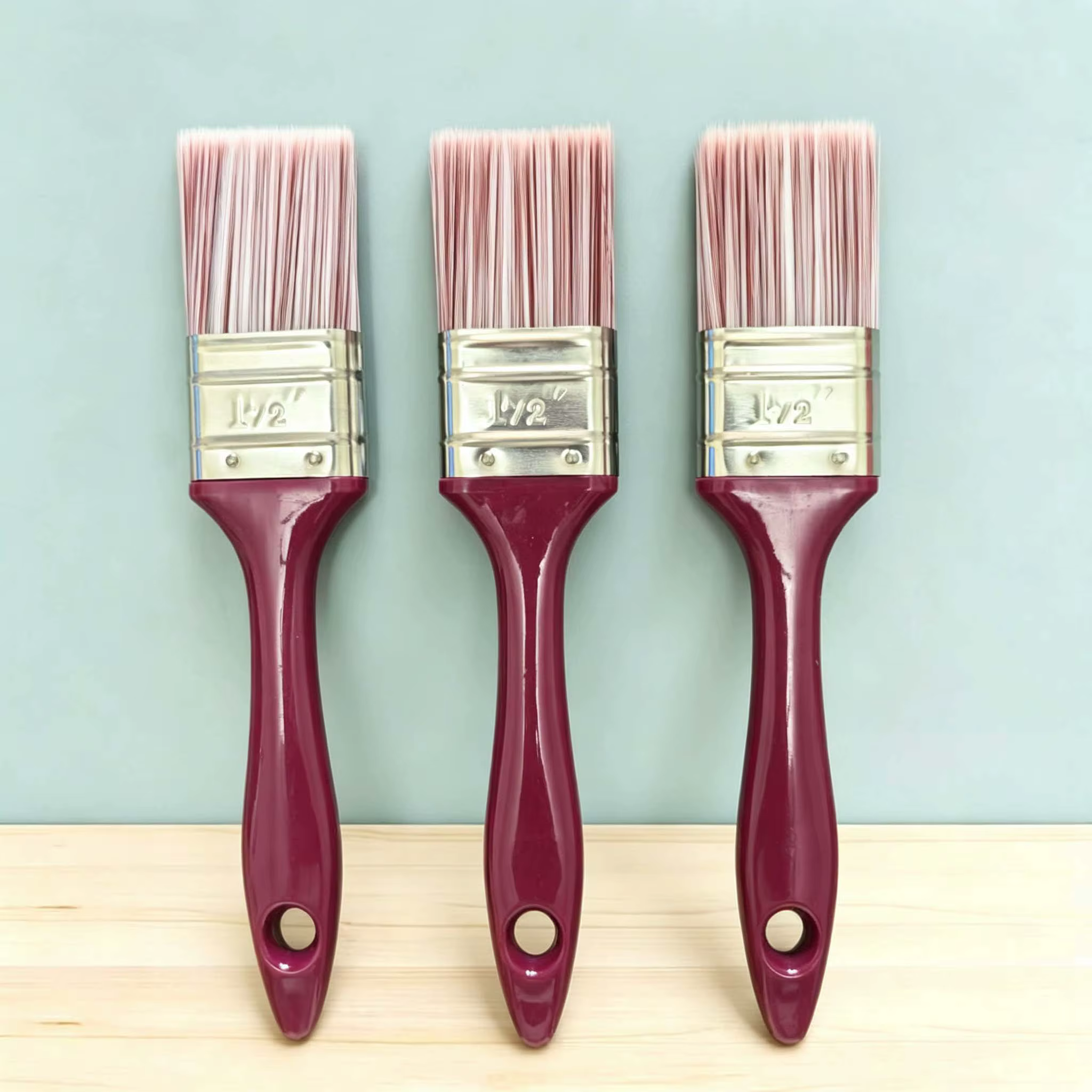 Lot de 3 pinceaux à bords coudés de 1,5 po – Poils épais anti-déchirure, manche ergonomique, idéal p