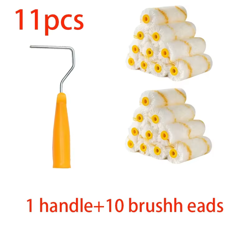 10 ensembles de rouleaux à peinture et 1 manche, 4 pouces, ensemble d'outils pour rouleaux à peintur