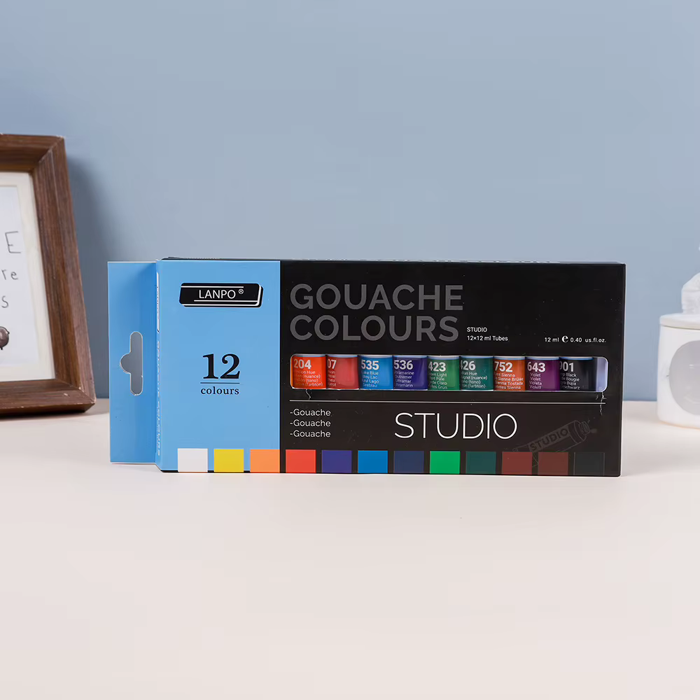 12 couleurs/24 couleurs Gouache peinture ensemble boîte Art Gouache peinture débutants peinture Graf