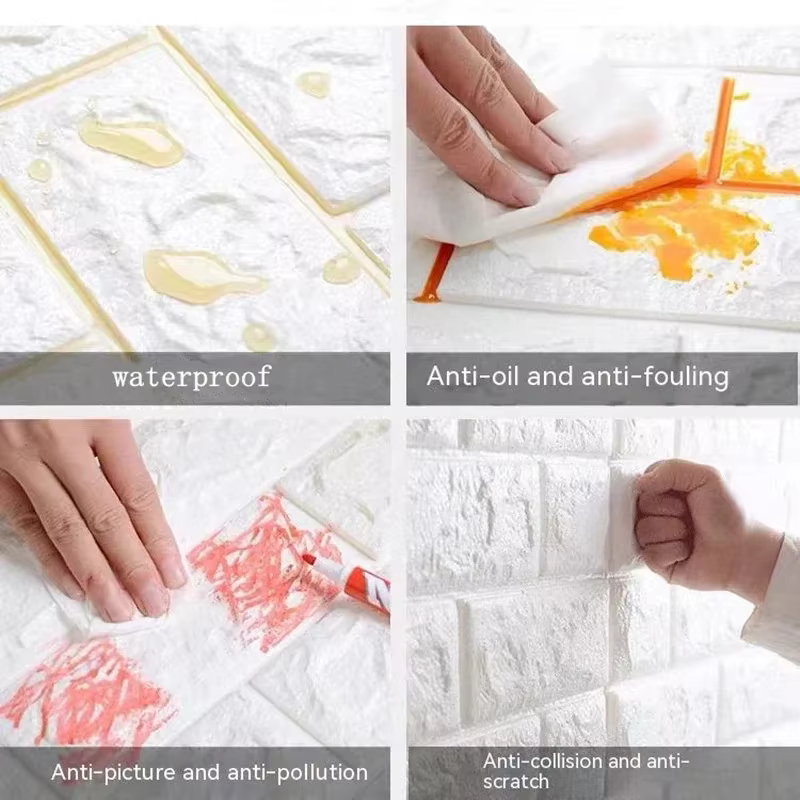 Autocollants de panneaux muraux en brique auto-adhésifs imperméables, papier peint de salon, décor à