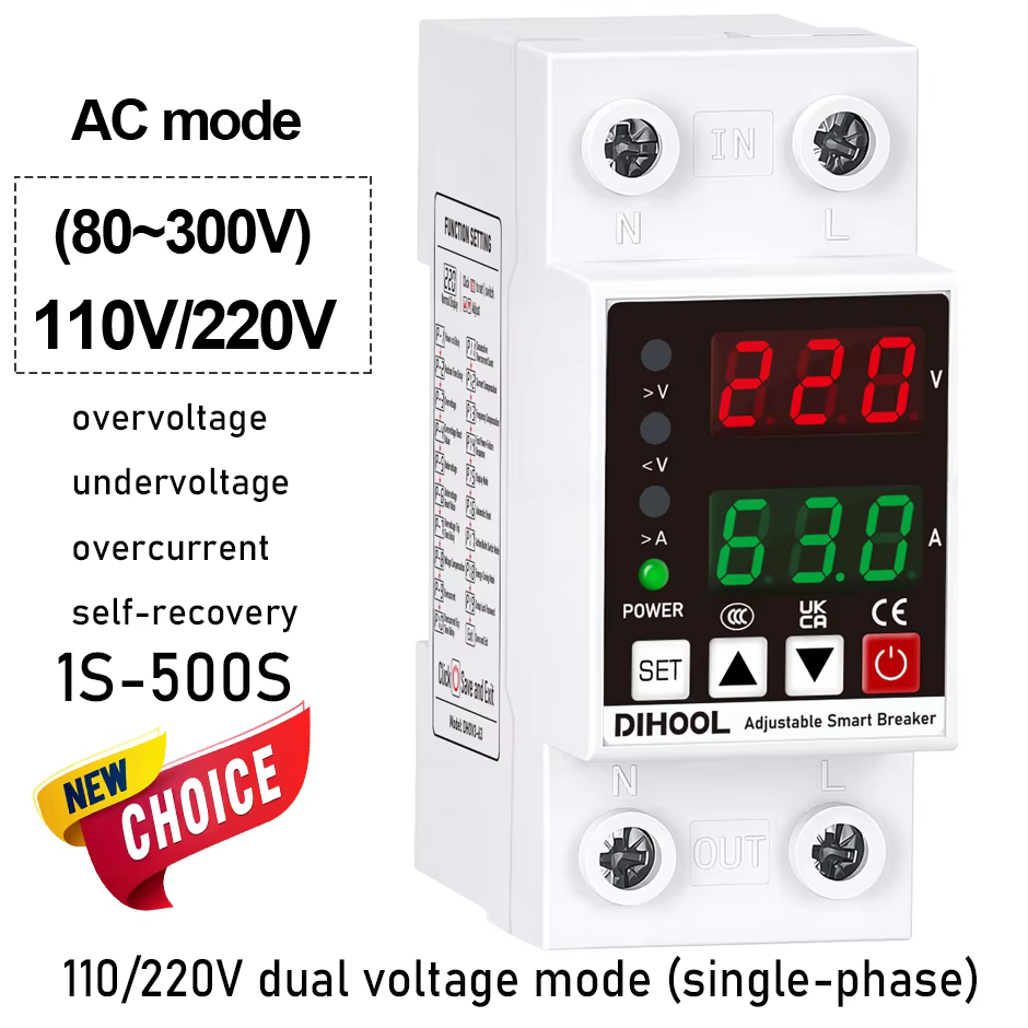 Protecteur de tension et de courant réglable 110/220V 80-300V Universel Monophasé AC DC Protection 1