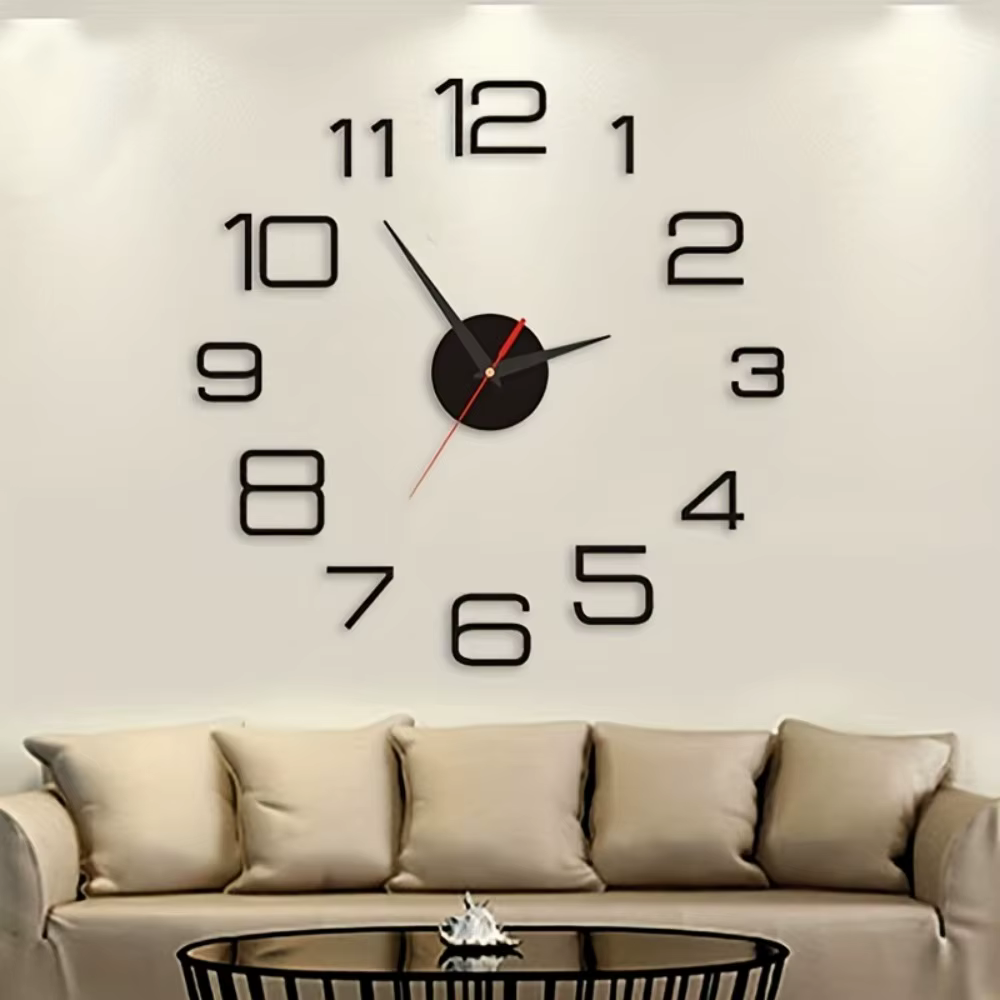 Grande Horloge murale au Design moderne 3D, à Quartz, à la mode, miroir acrylique, autocollants, déc